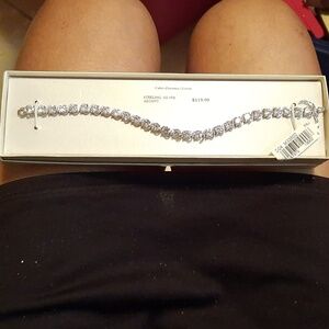 NIB GENUINE AUTHENTIC SOLID STERLING SILVER LARGE CZ TENNIS BRACELET 7.25"